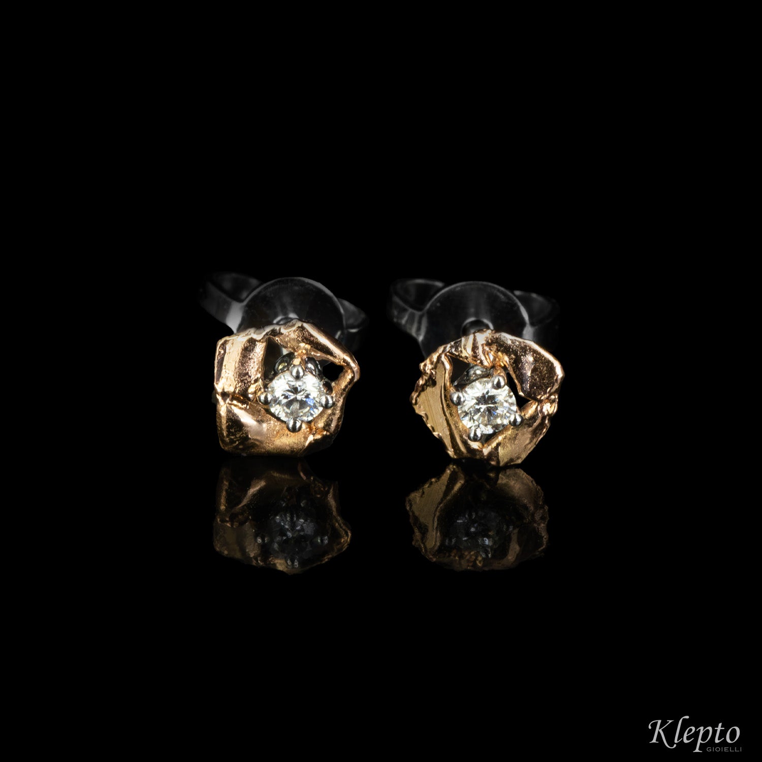 "Pepita" white and rose gold earrings with diamonds