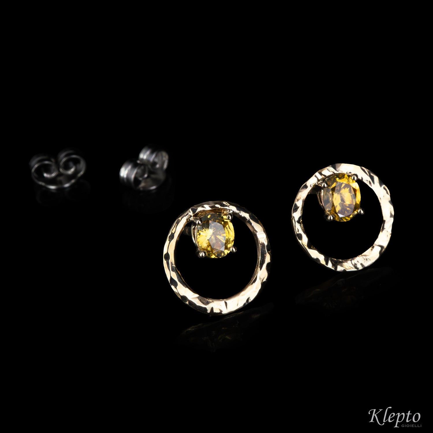 Natural white gold "Pulsar" earrings with natural yellow Zircons