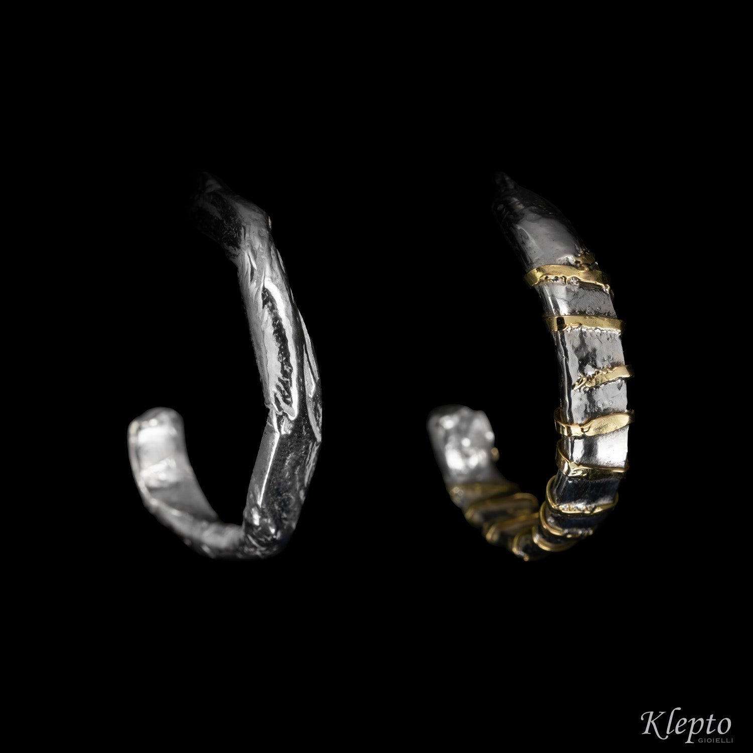 Silnova® Silver earrings with yellow gold details