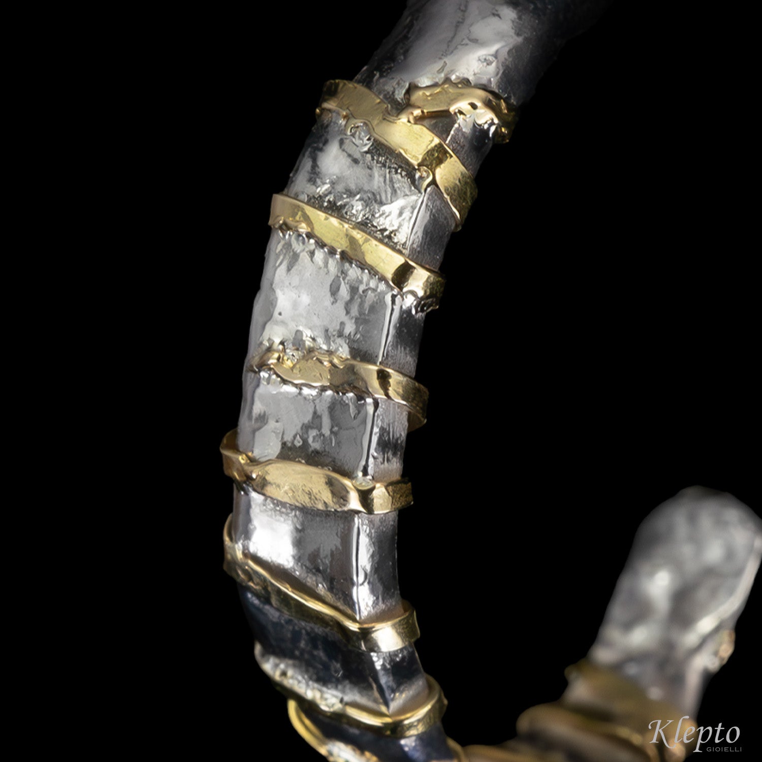 Silnova® Silver earrings with yellow gold details