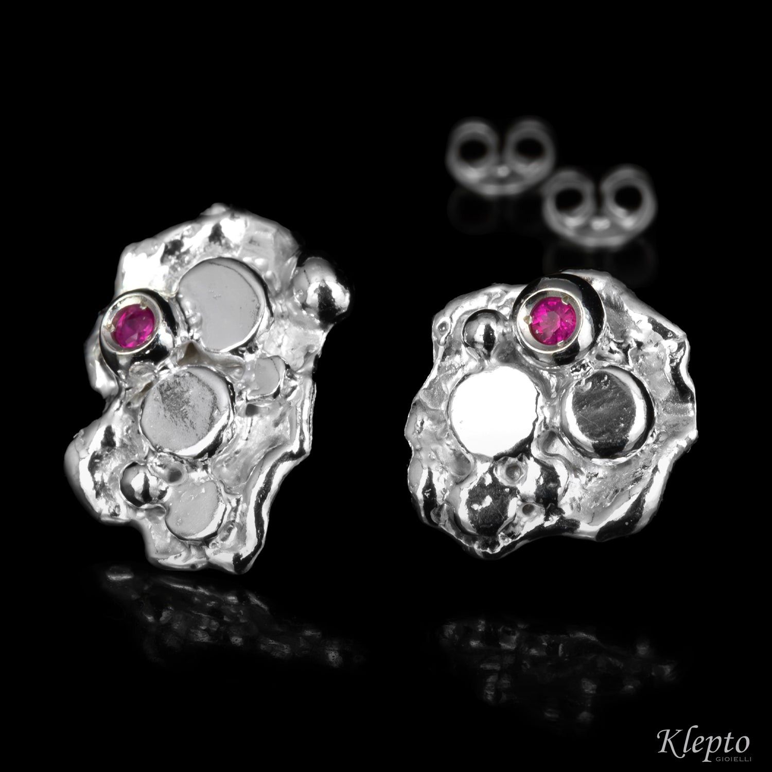Silver Silnova® Earrings with Rubies