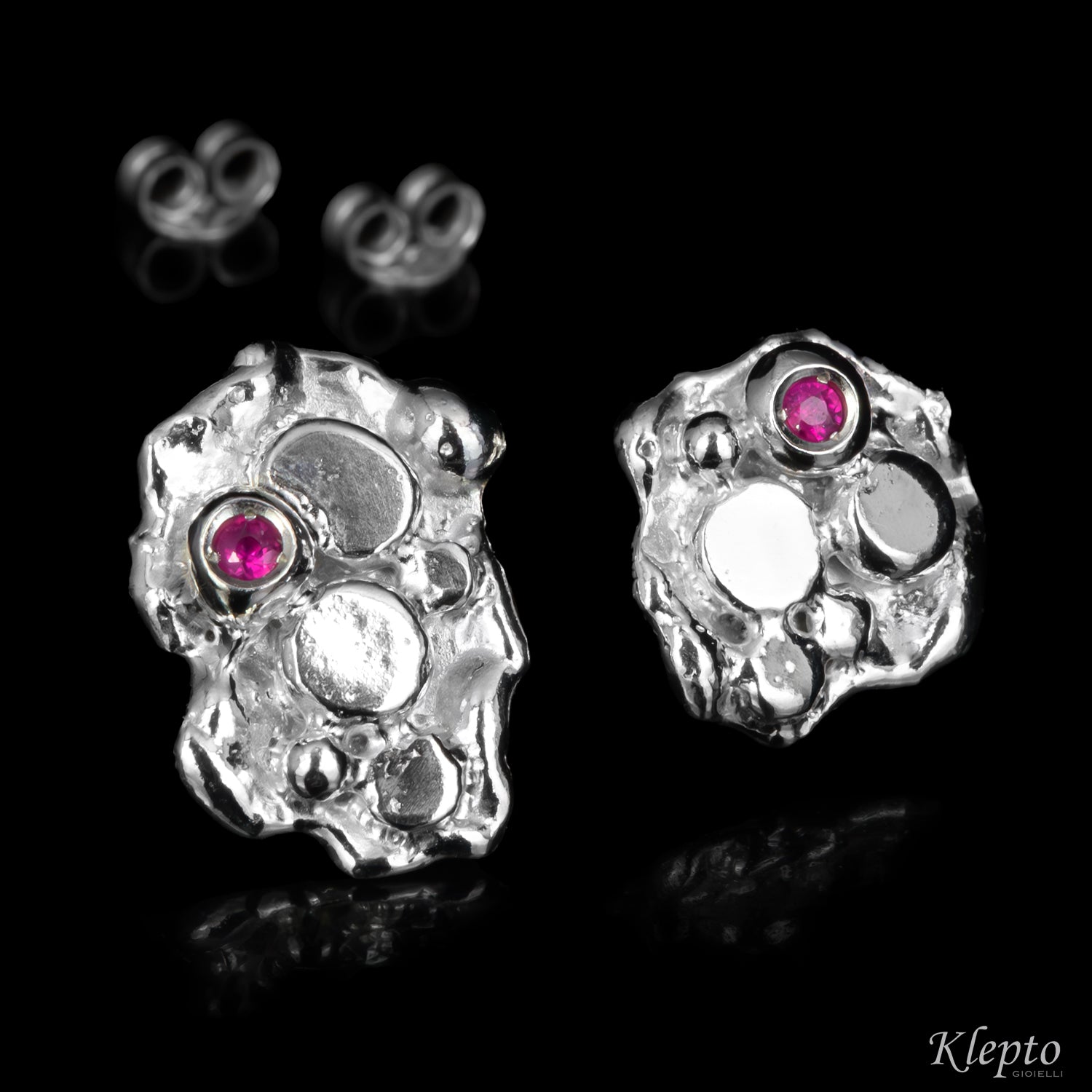 Silver Silnova® Earrings with Rubies