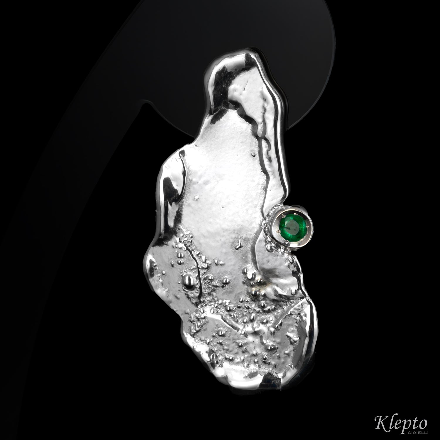 Flame-Fused Silver Silnova® Earrings with Emeralds