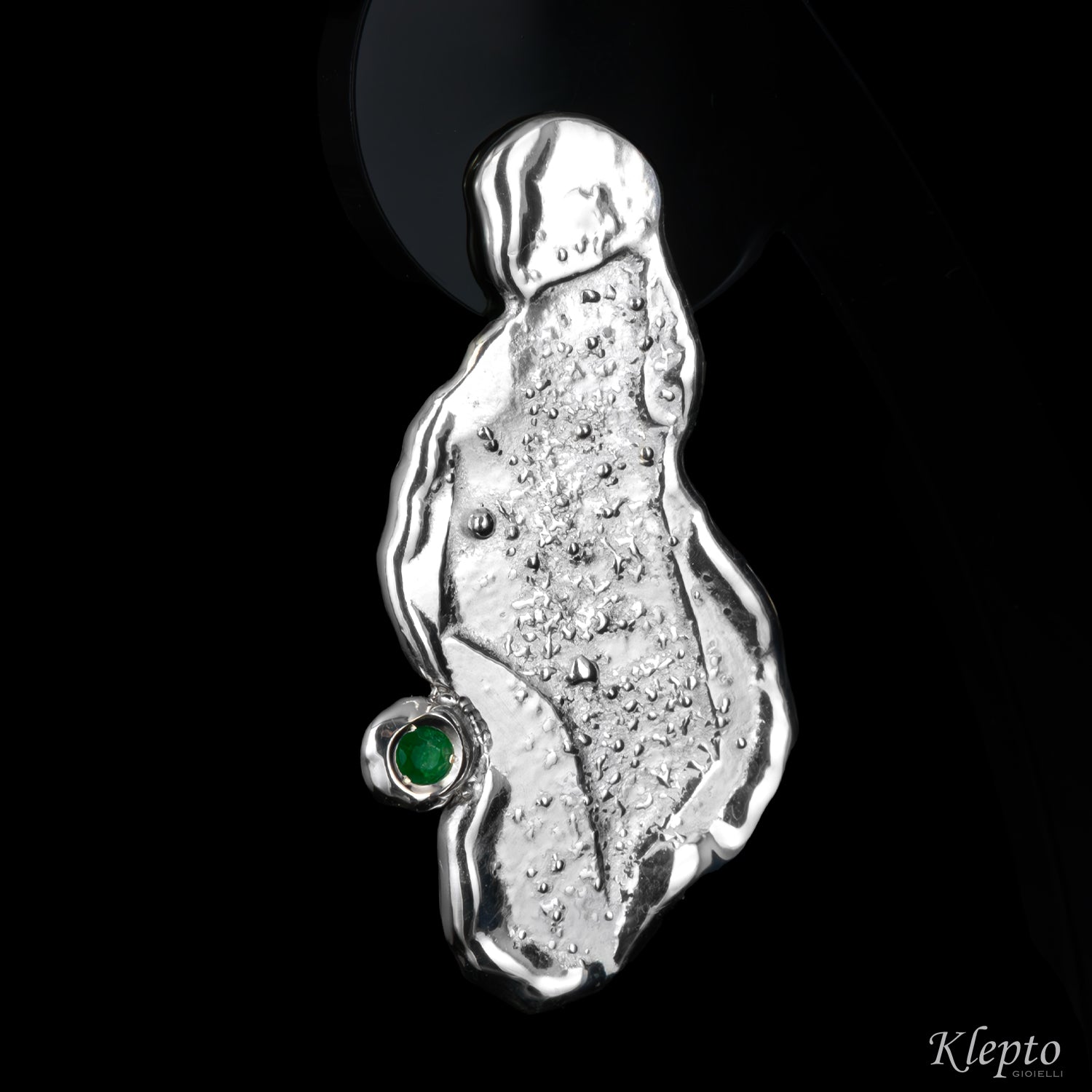 Flame-Fused Silver Silnova® Earrings with Emeralds