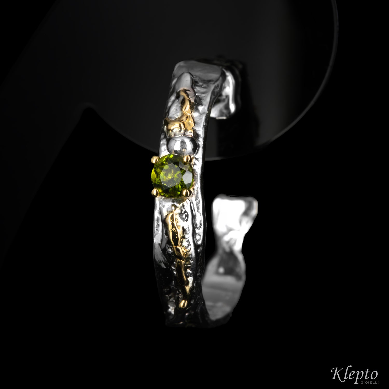 Silver Silnova® Earrings with Tourmalines and Yellow Gold Details