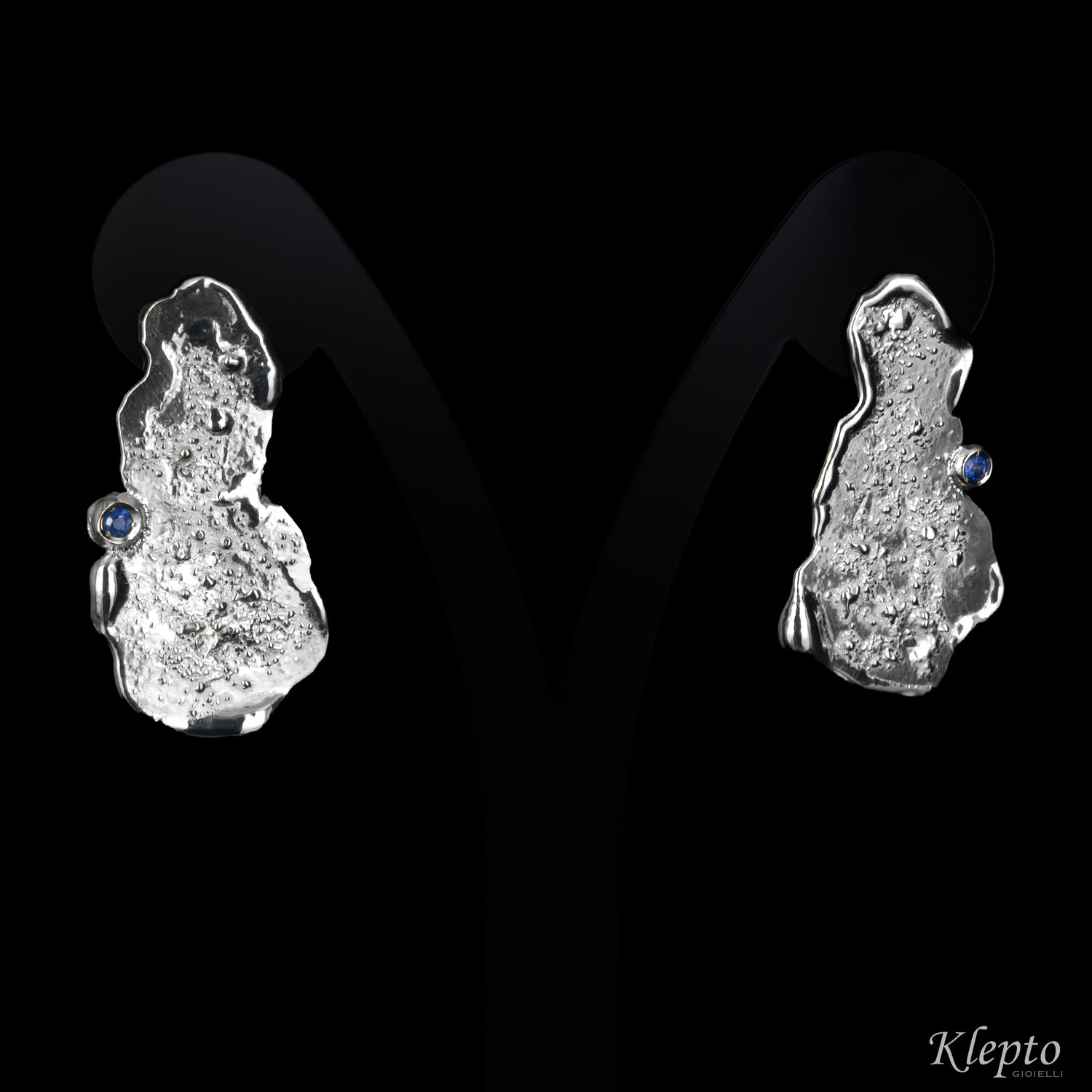 Silver Silnova® Flame-Fused Earrings with Blue Sapphires