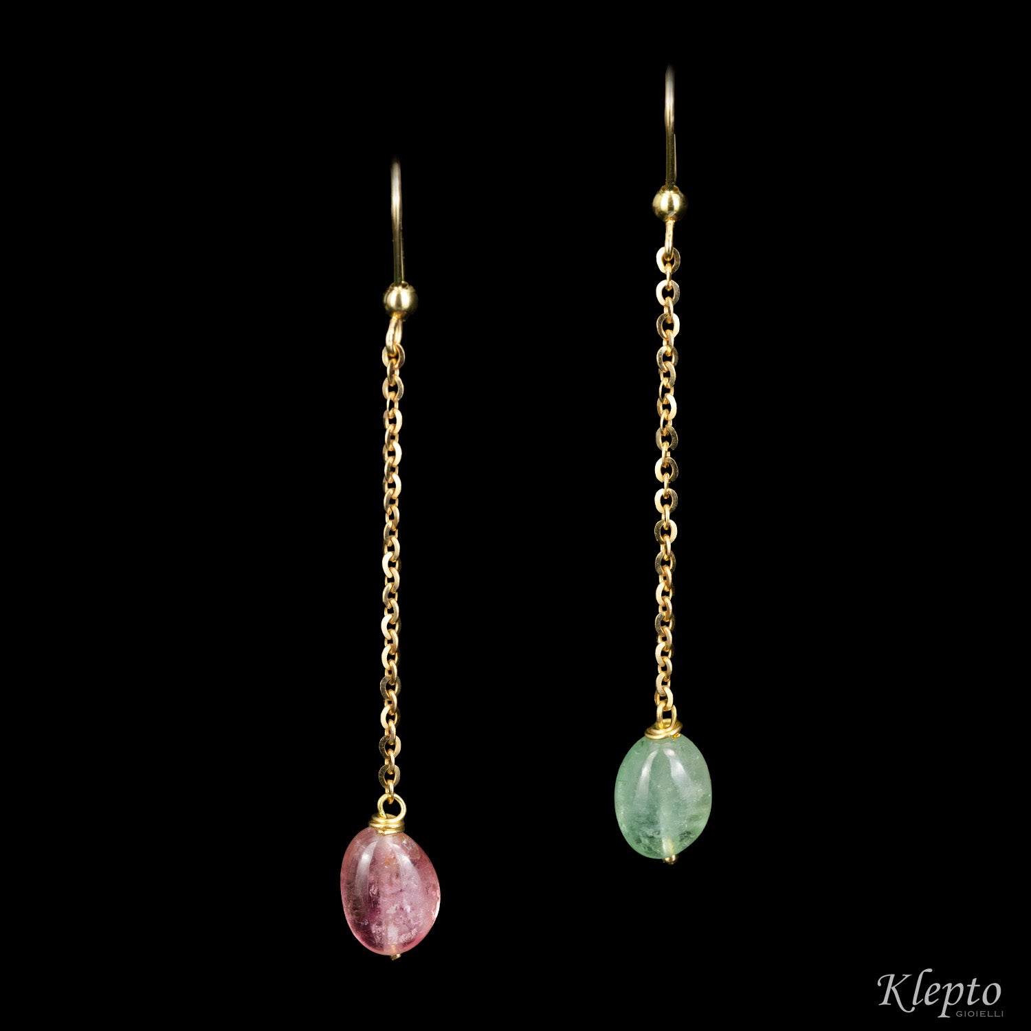 Yellow gold earrings with Tourmalines