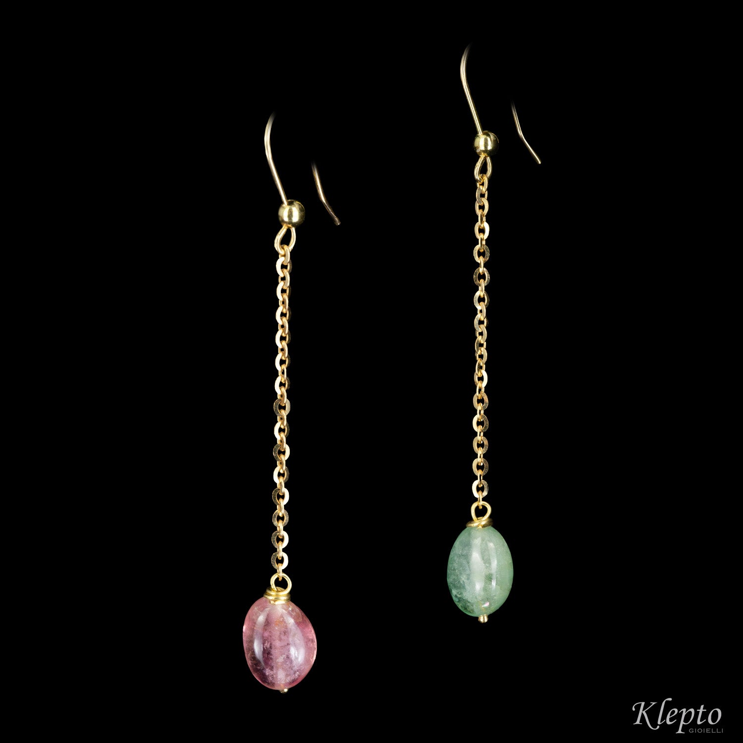 Yellow gold earrings with Tourmalines