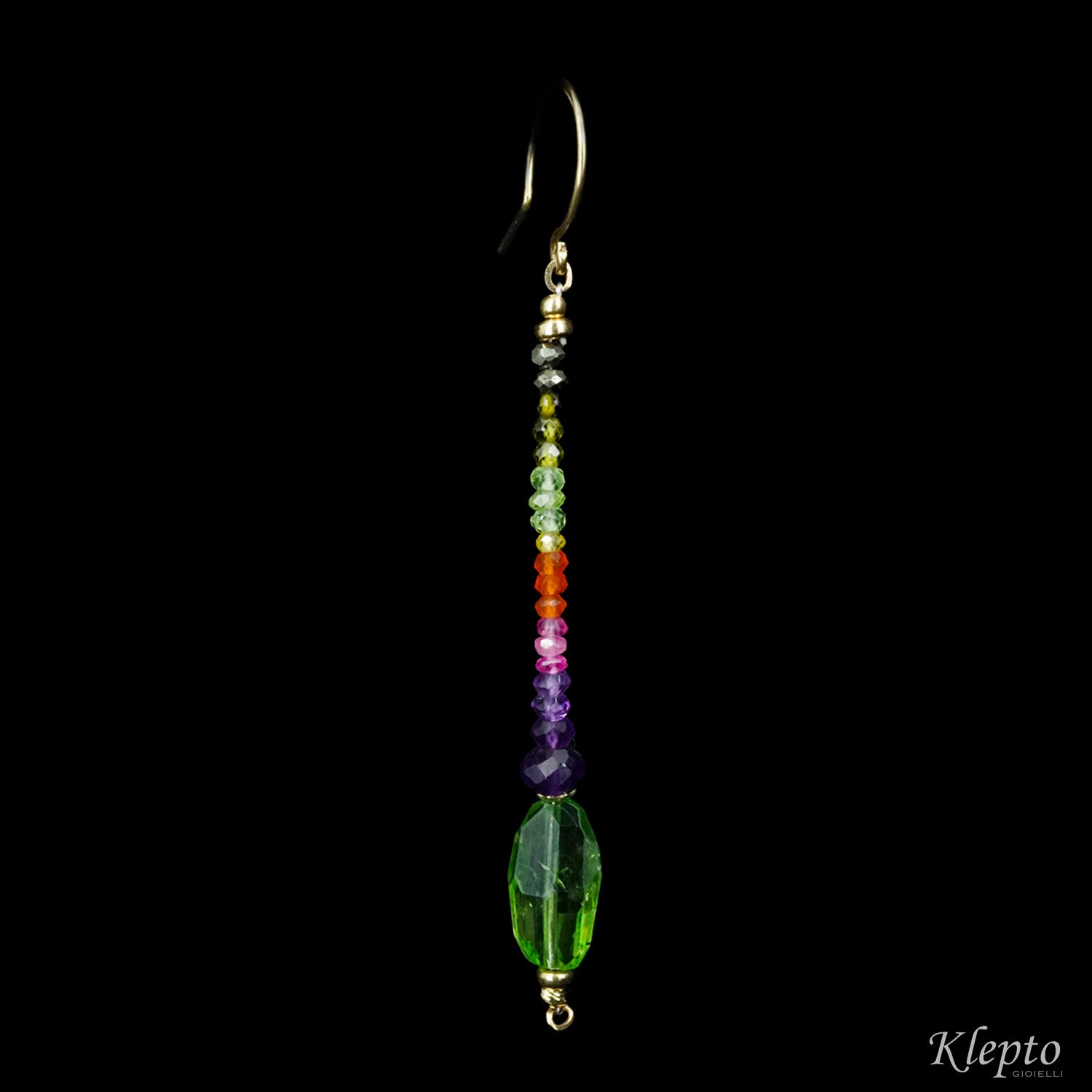 Rainbow yellow gold earrings with stones
