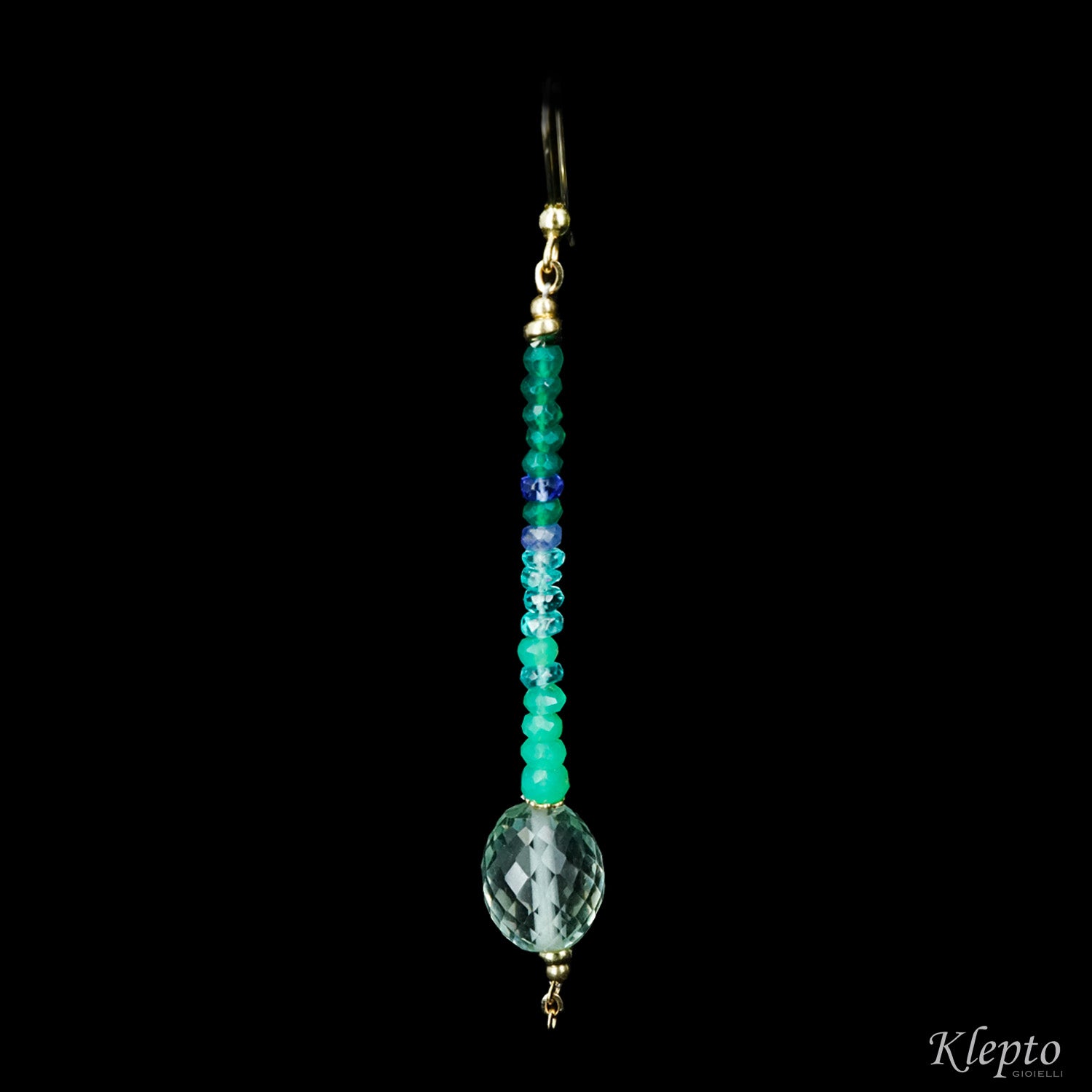 Rainbow earrings in yellow gold with stones