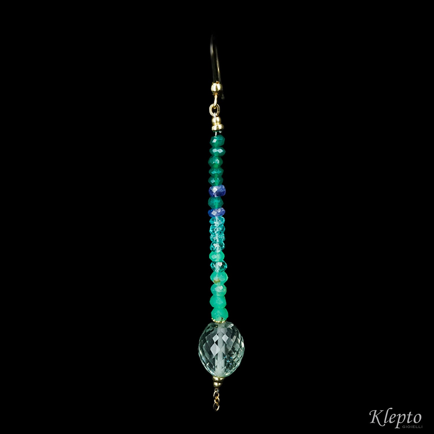 Rainbow earrings in yellow gold with stones