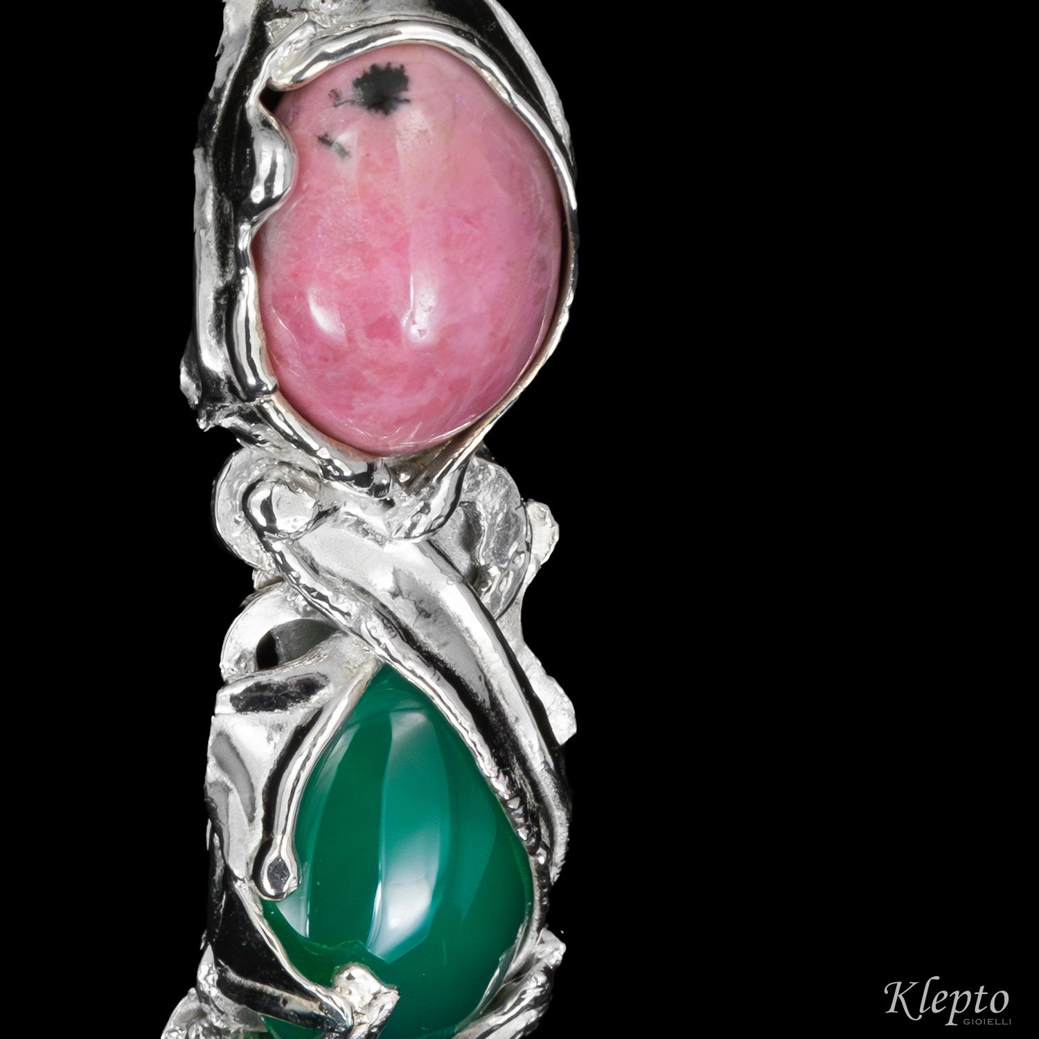 Silnova® Silver Pendant with Rhodonite and Agate