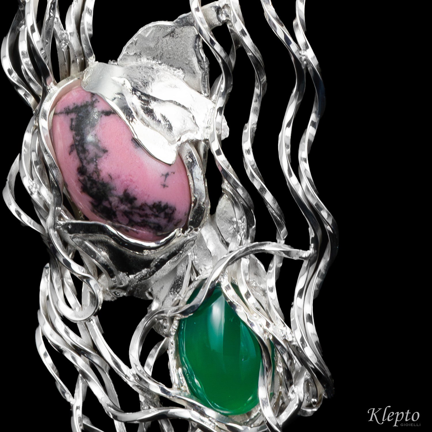 Silnova® Silver Pendant with Rhodonite and Agate