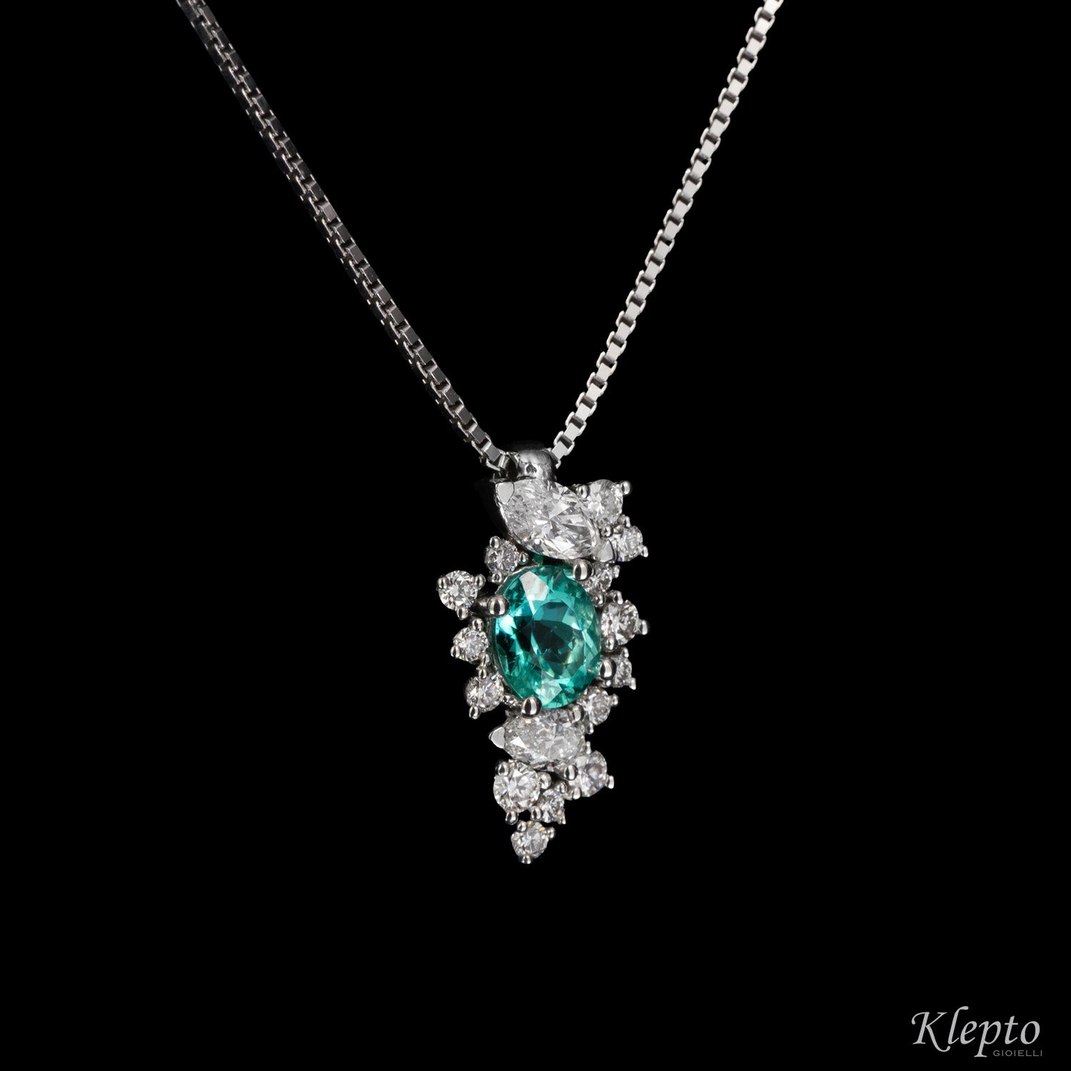 White gold pendant with Paraiba Tourmaline and Diamonds