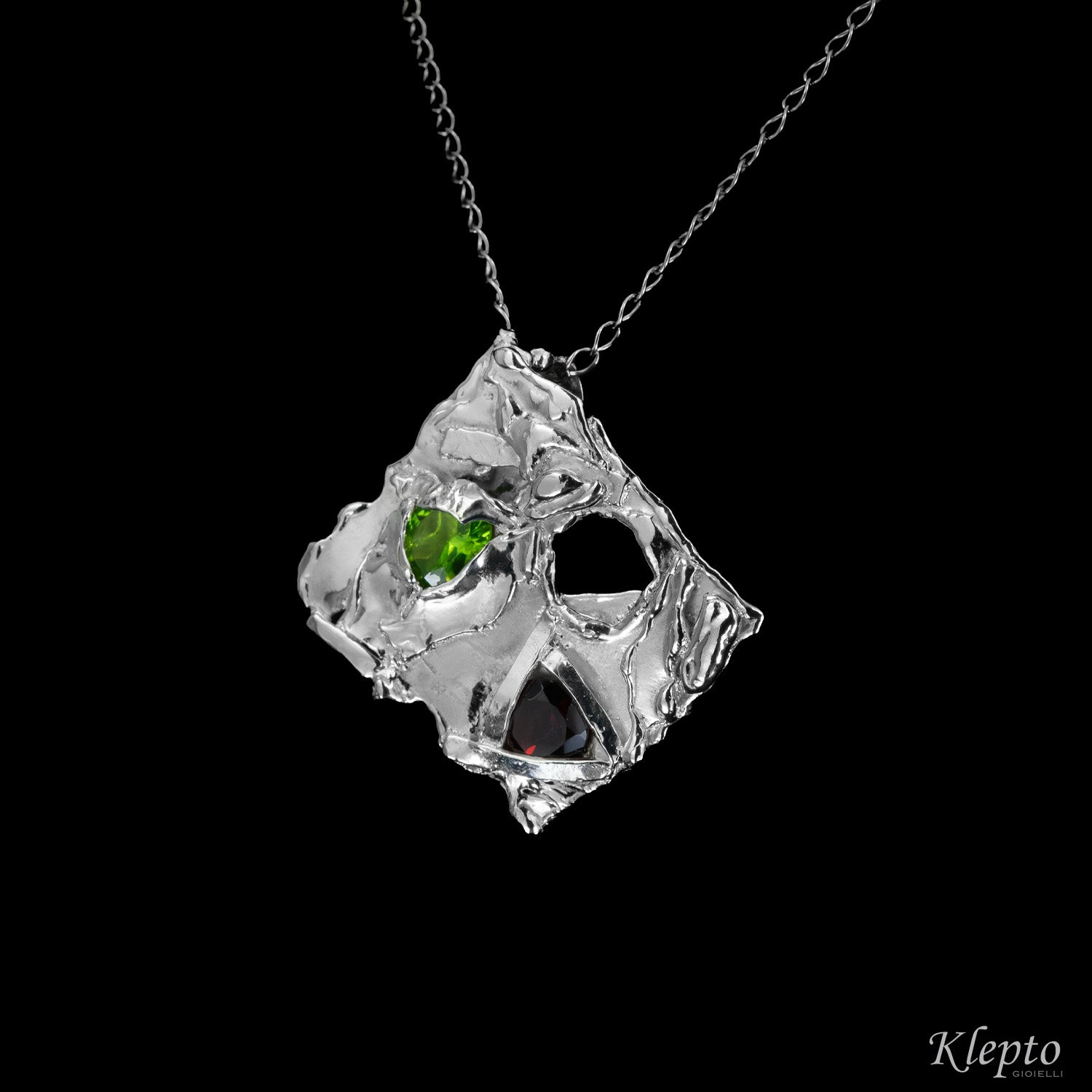 Silnova® Silver Pendant with Peridot and Garnet