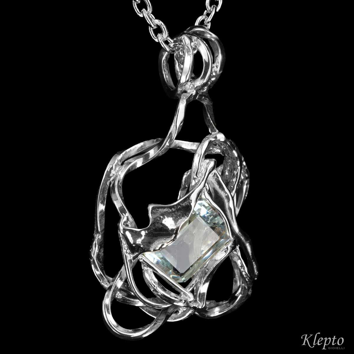 Silnova® Silver Pendant with Aquamarine