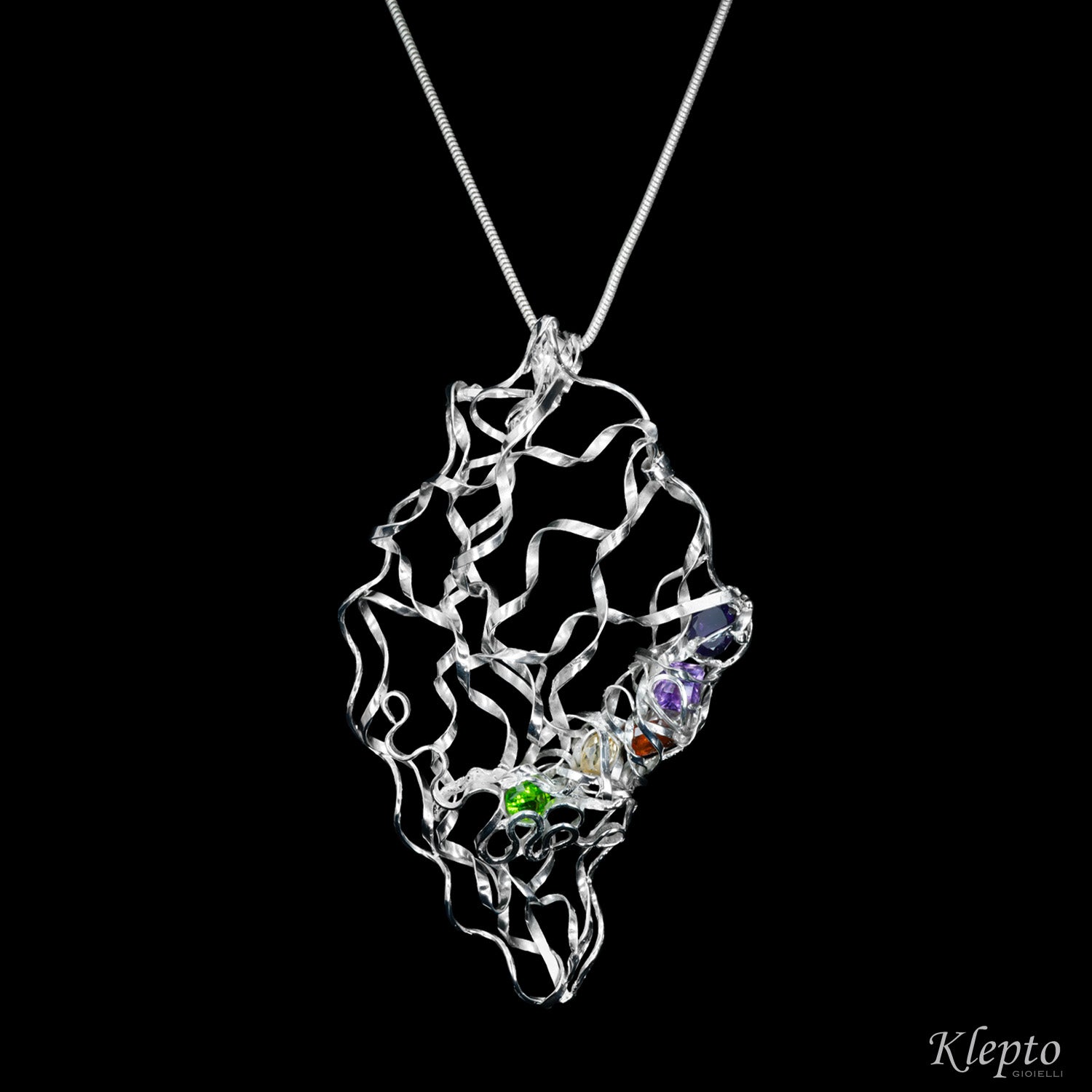 Silnova® Silver Pendant with Amethyst, Peridot, Citrine and Garnet