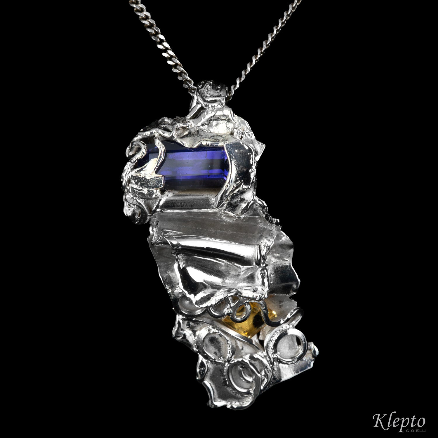 Silver Silnova® Pendant with Iolite and Citrine