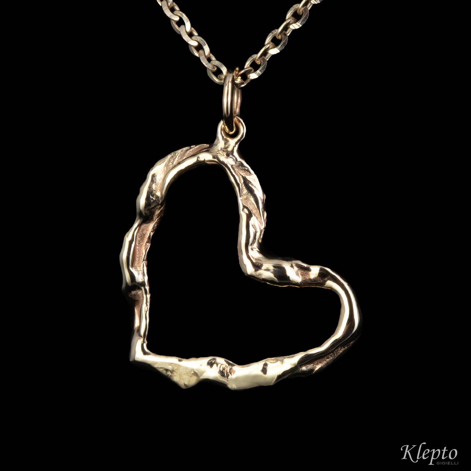 Flame-Fused Heart Gold Pendant