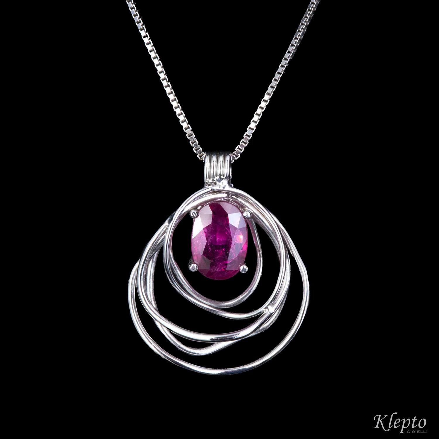 White gold cloud pendant with Ruby