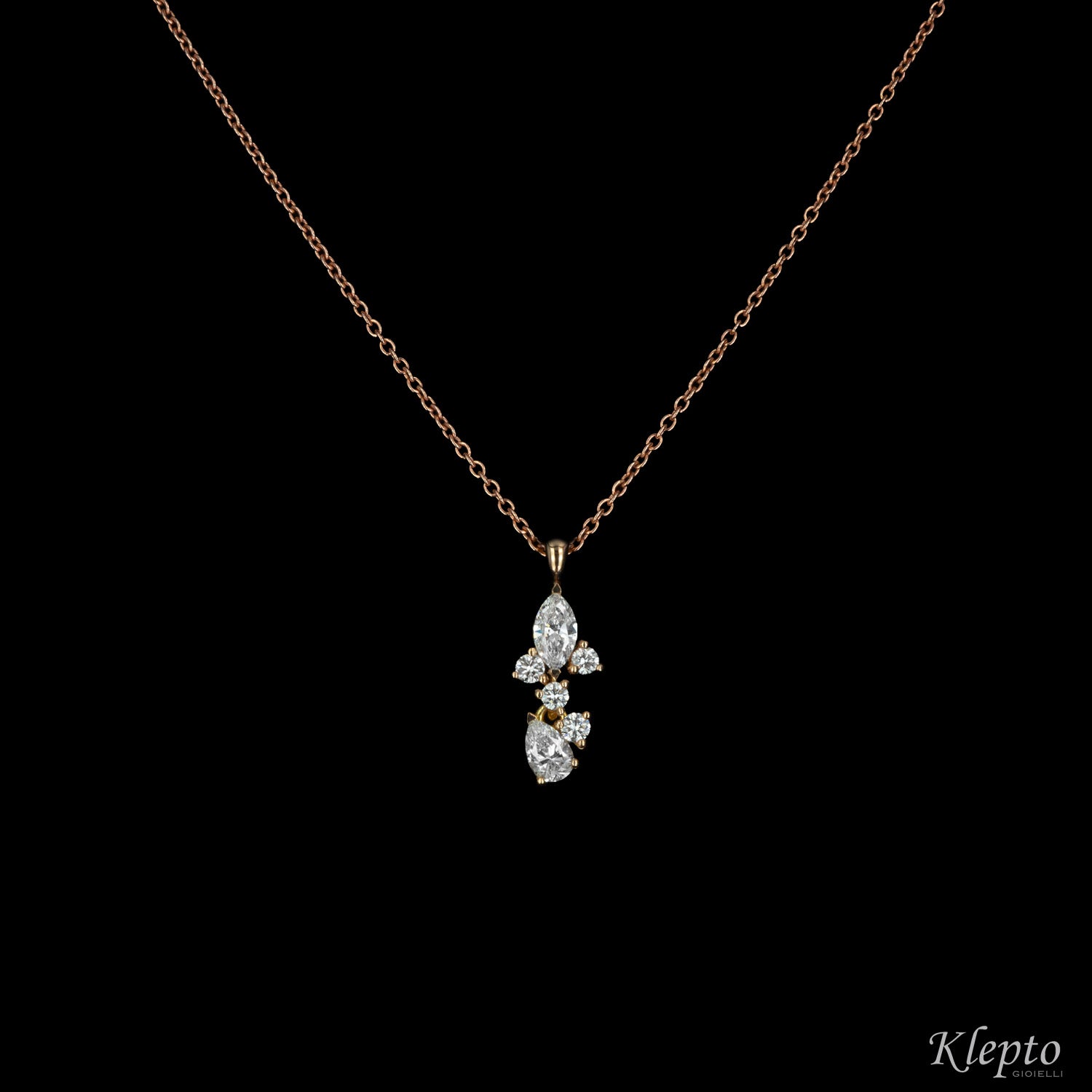 Rose gold pendant with diamonds