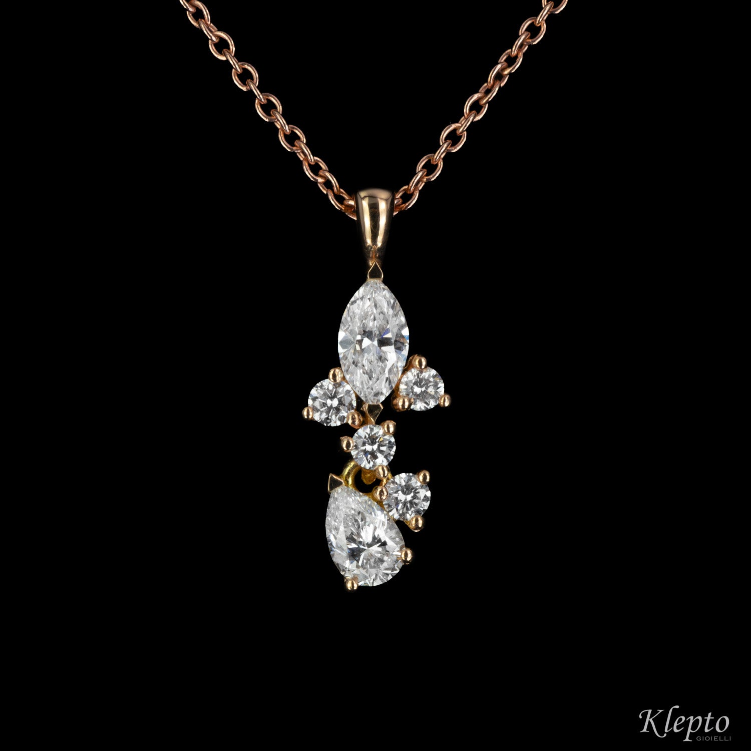 Rose gold pendant with diamonds