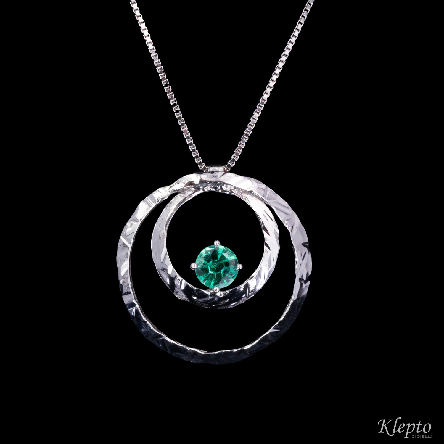 "Pulsar" white gold pendant with Emerald
