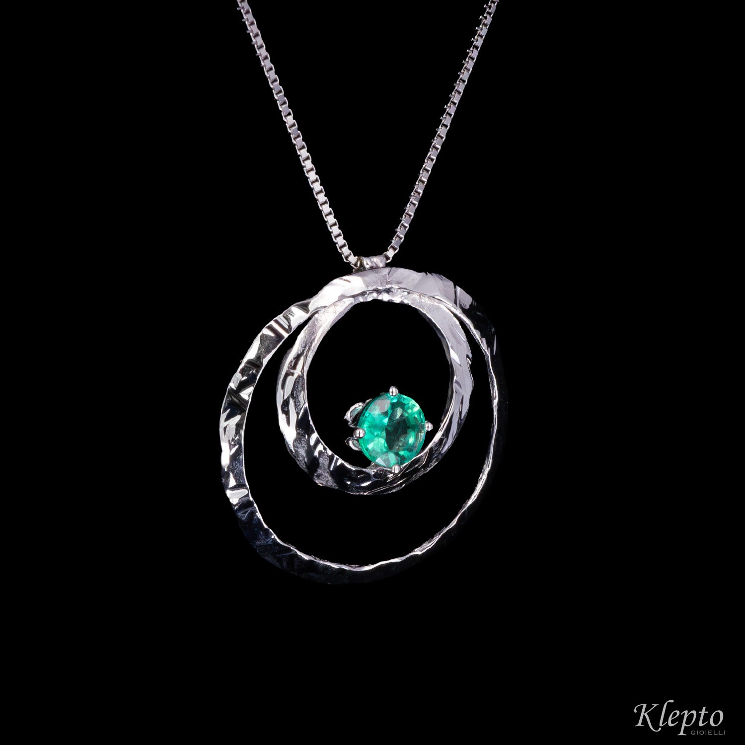 "Pulsar" white gold pendant with Emerald