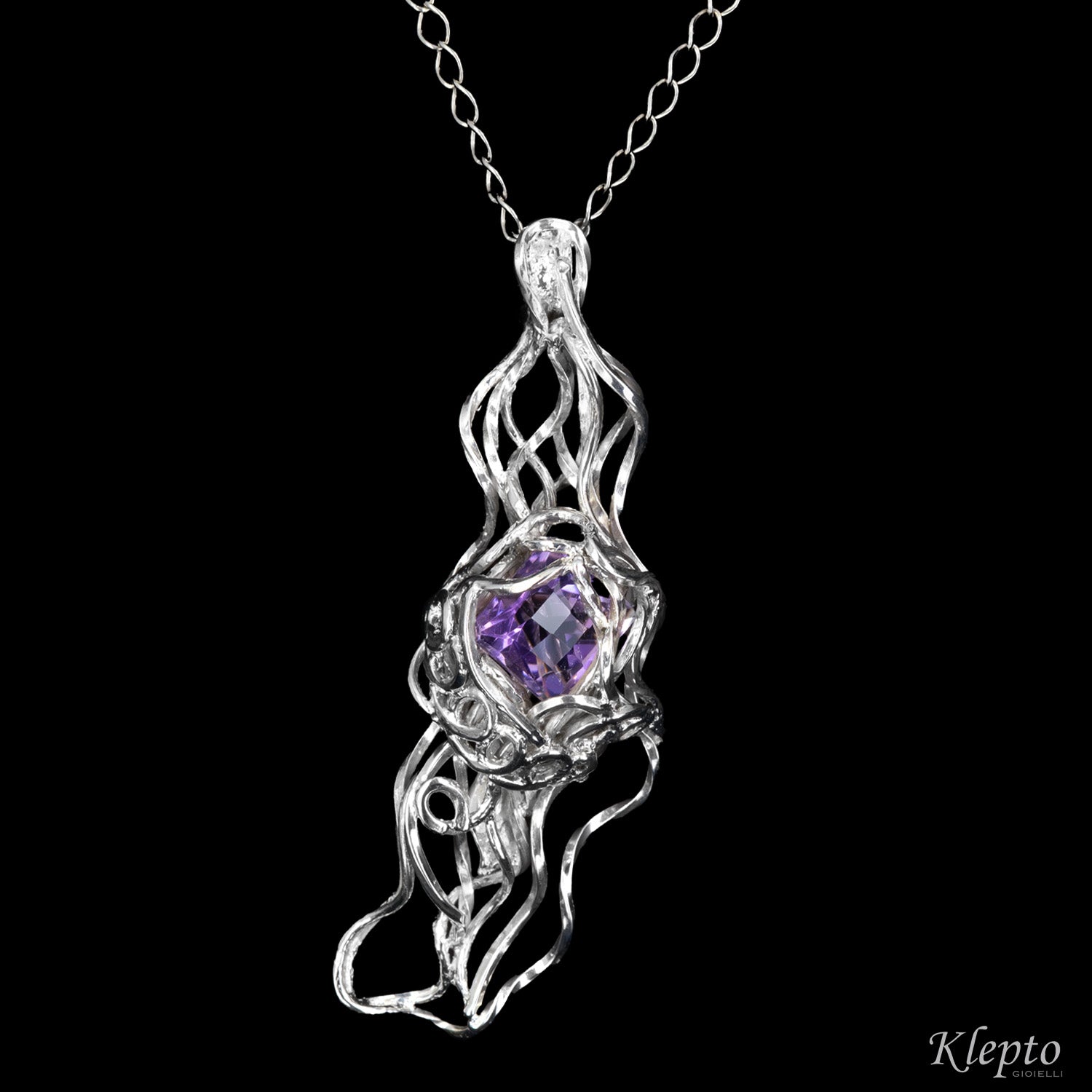 Silver Silnova® Pendant with Amethyst