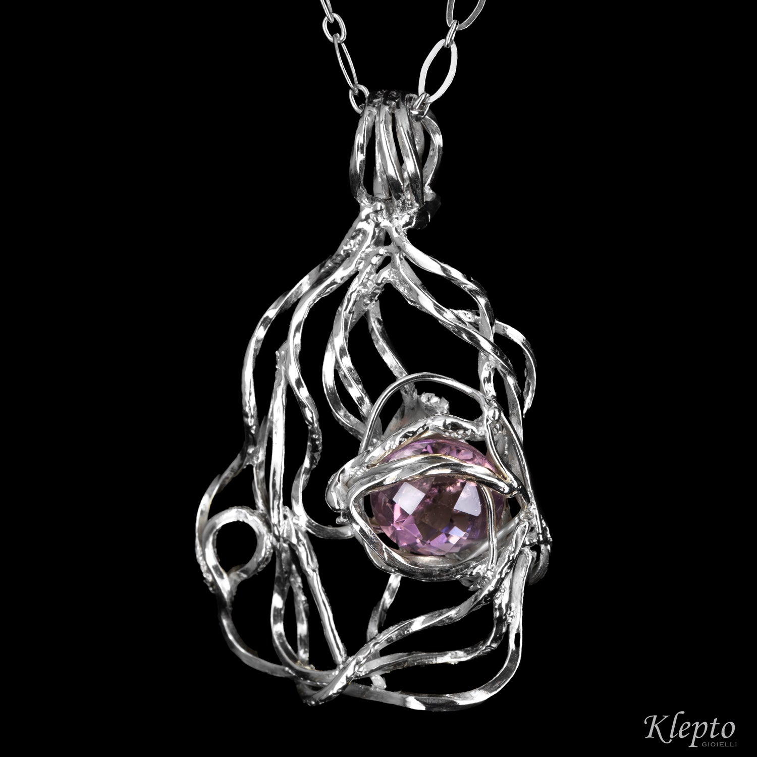 Silver Silnova® Pendant with Amethyst