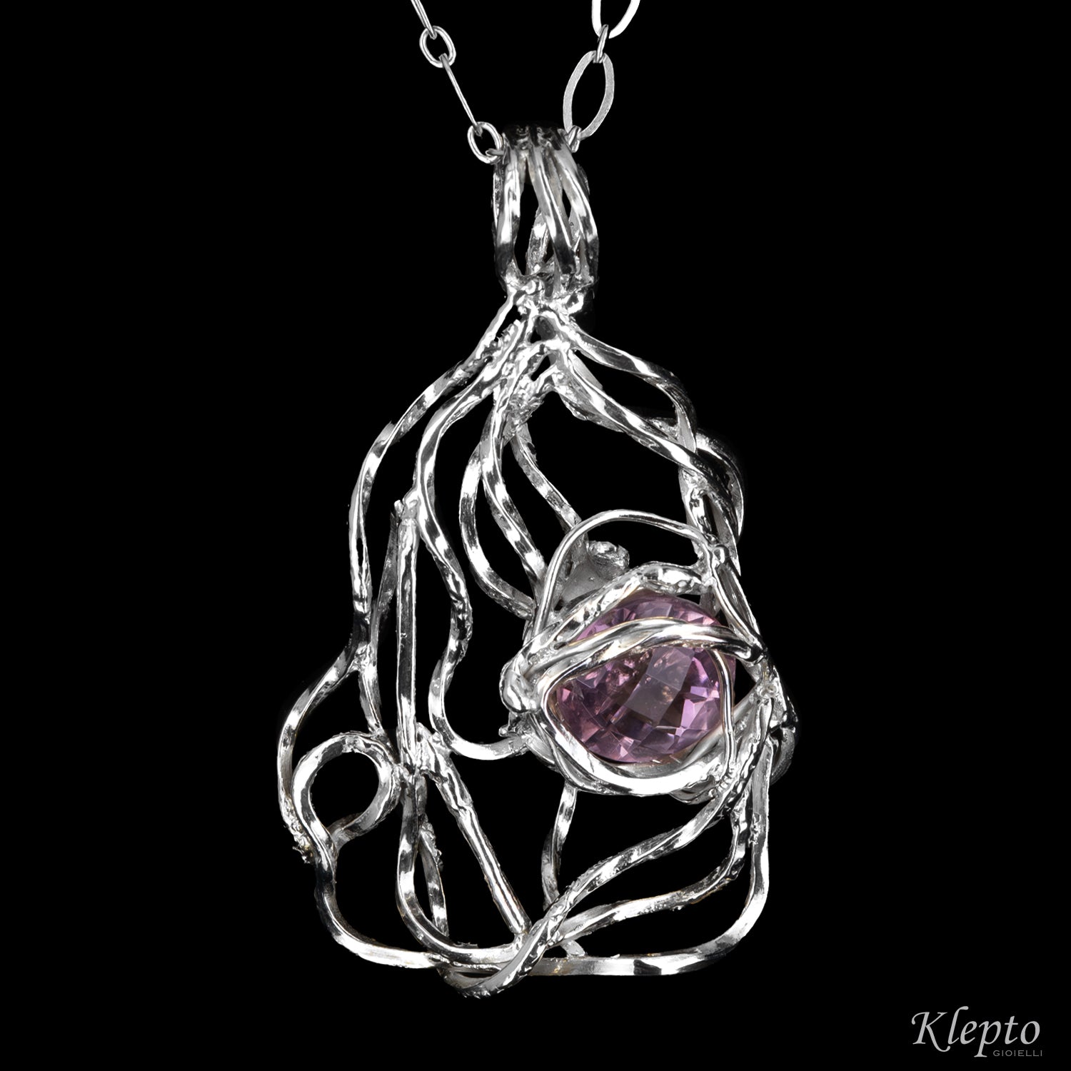 Silver Silnova® Pendant with Amethyst