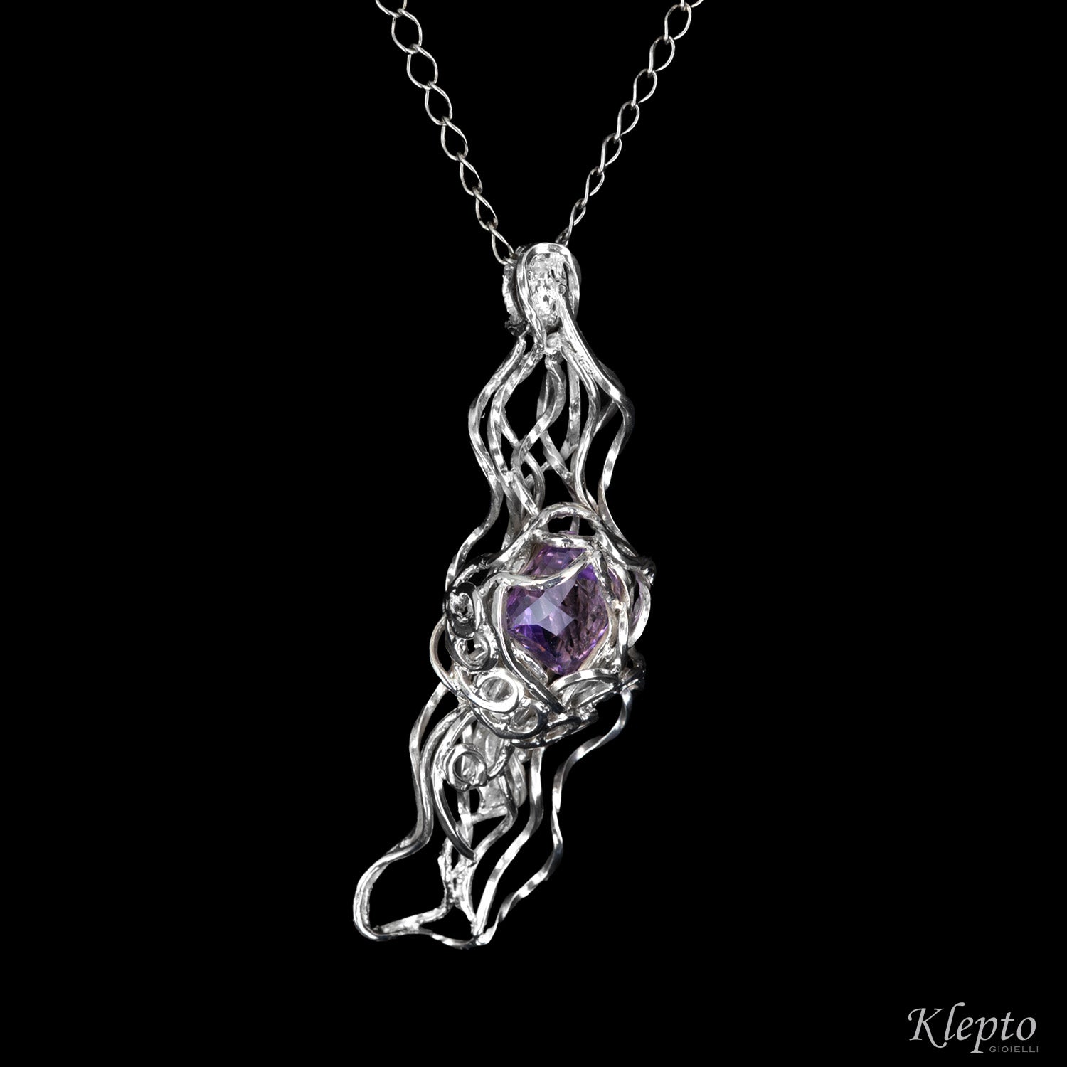 Silver Silnova® Pendant with Amethyst
