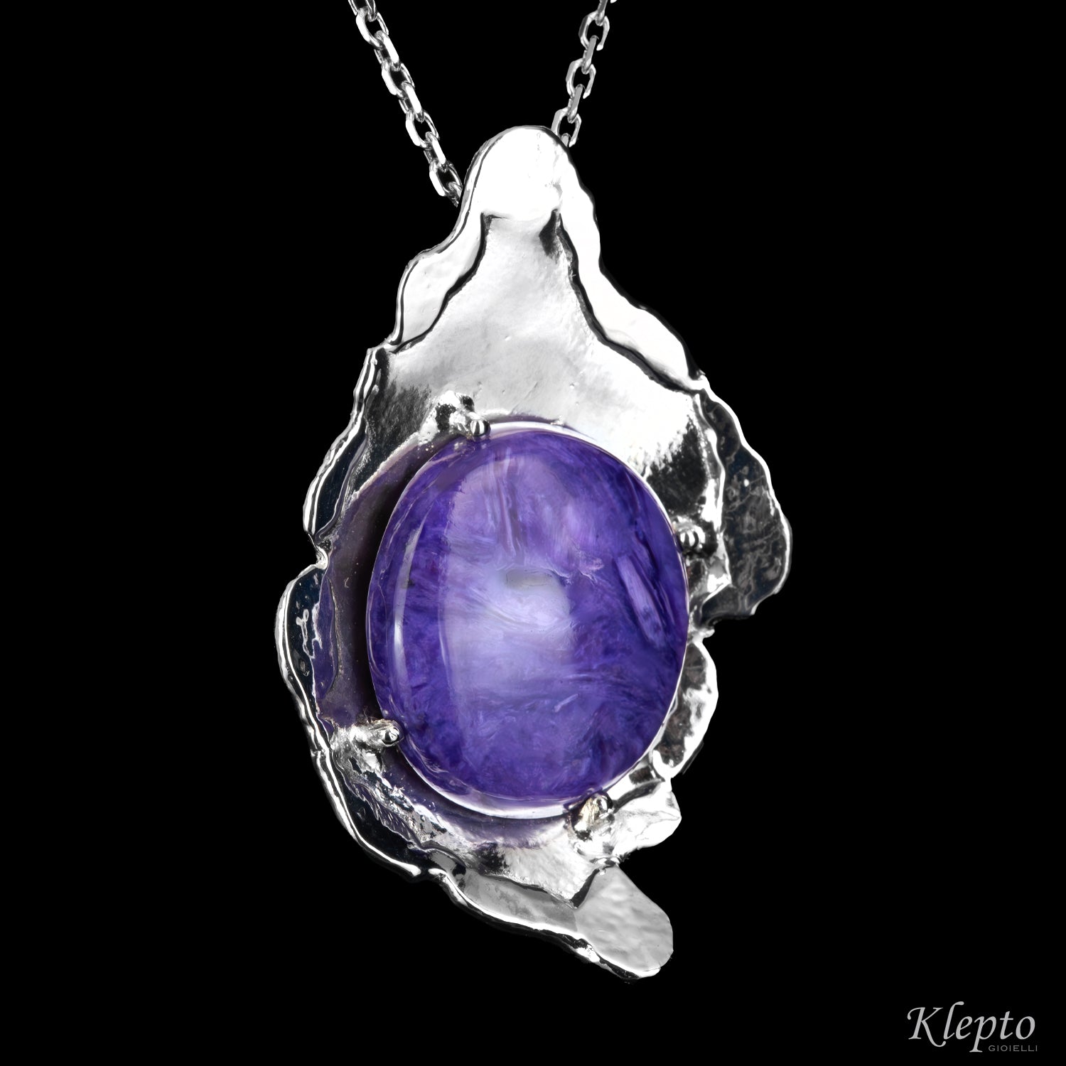 Silver Silnova® Pendant with Charoite