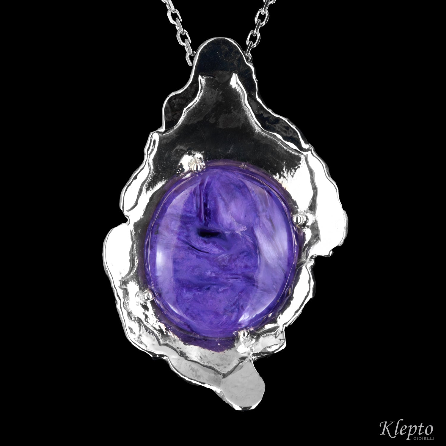 Silver Silnova® Pendant with Charoite