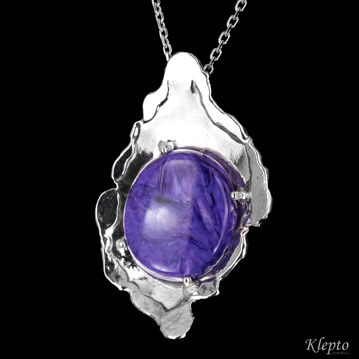 Silver Silnova® Pendant with Charoite