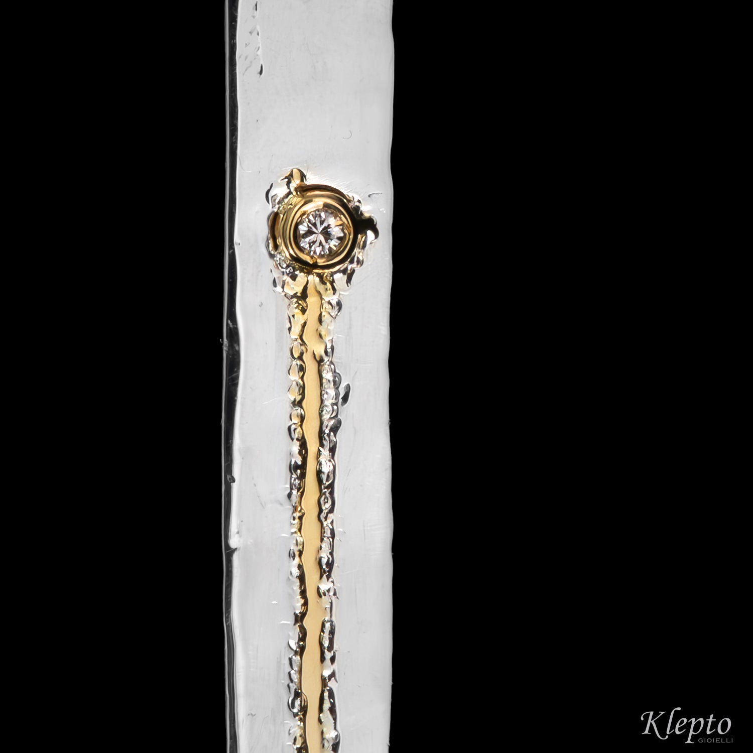 Silver Pendant Silnova® with Diamond and yellow gold details