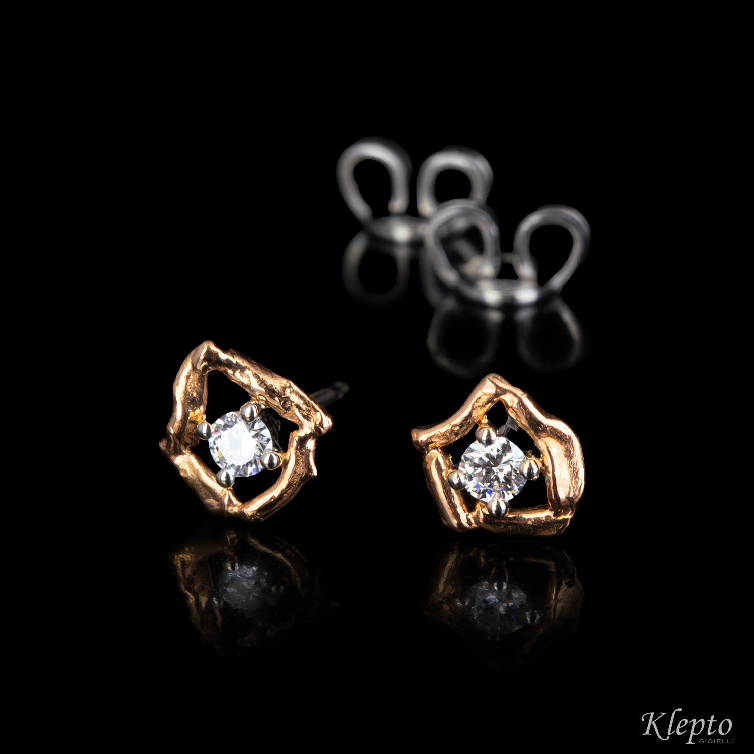White and Pink Gold Pepita Earrings with Diamonds
