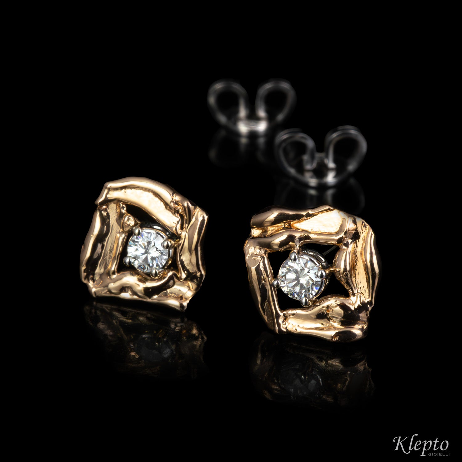 White and rose gold earrings with Diamonds "Pepita"
