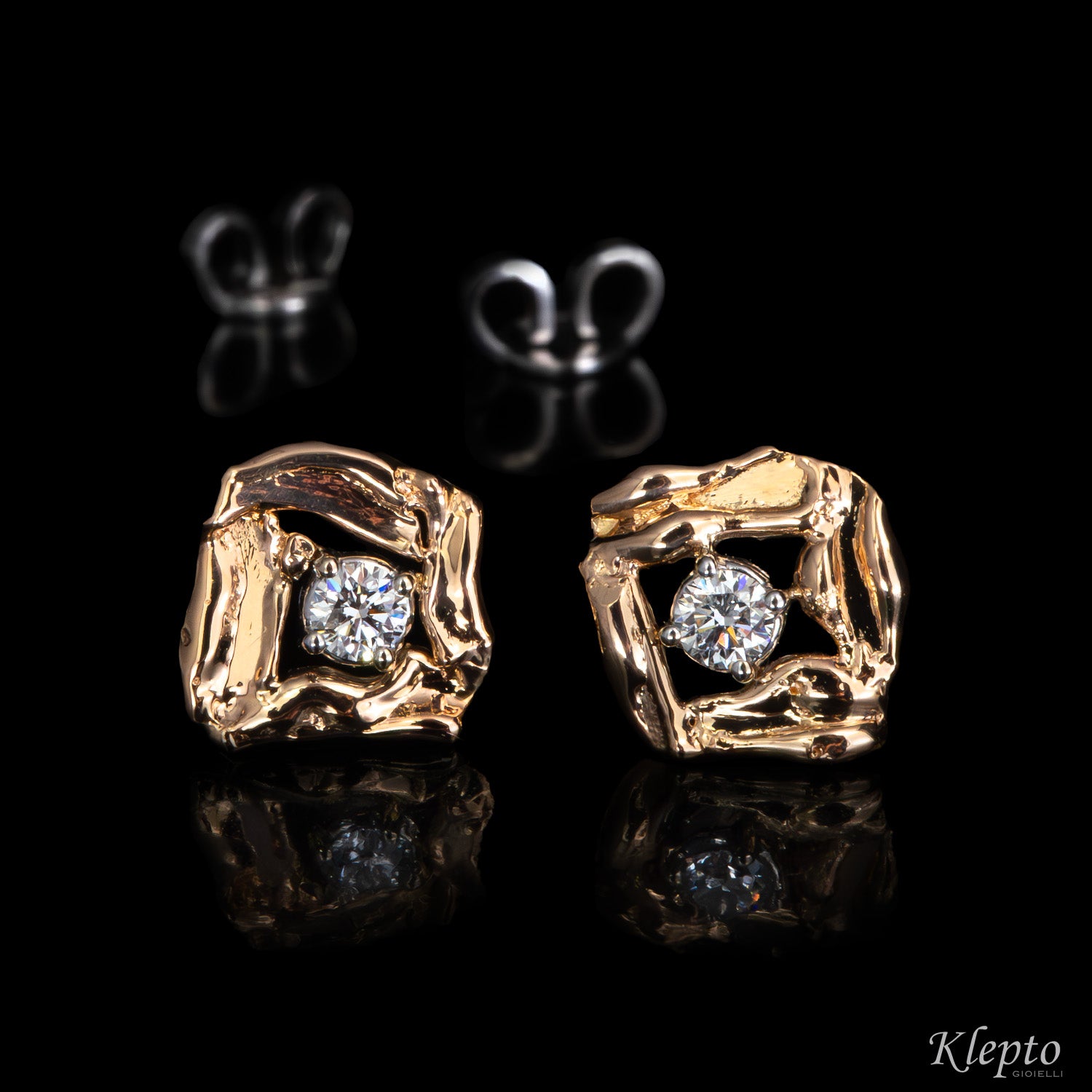 White and rose gold earrings with Diamonds "Pepita"
