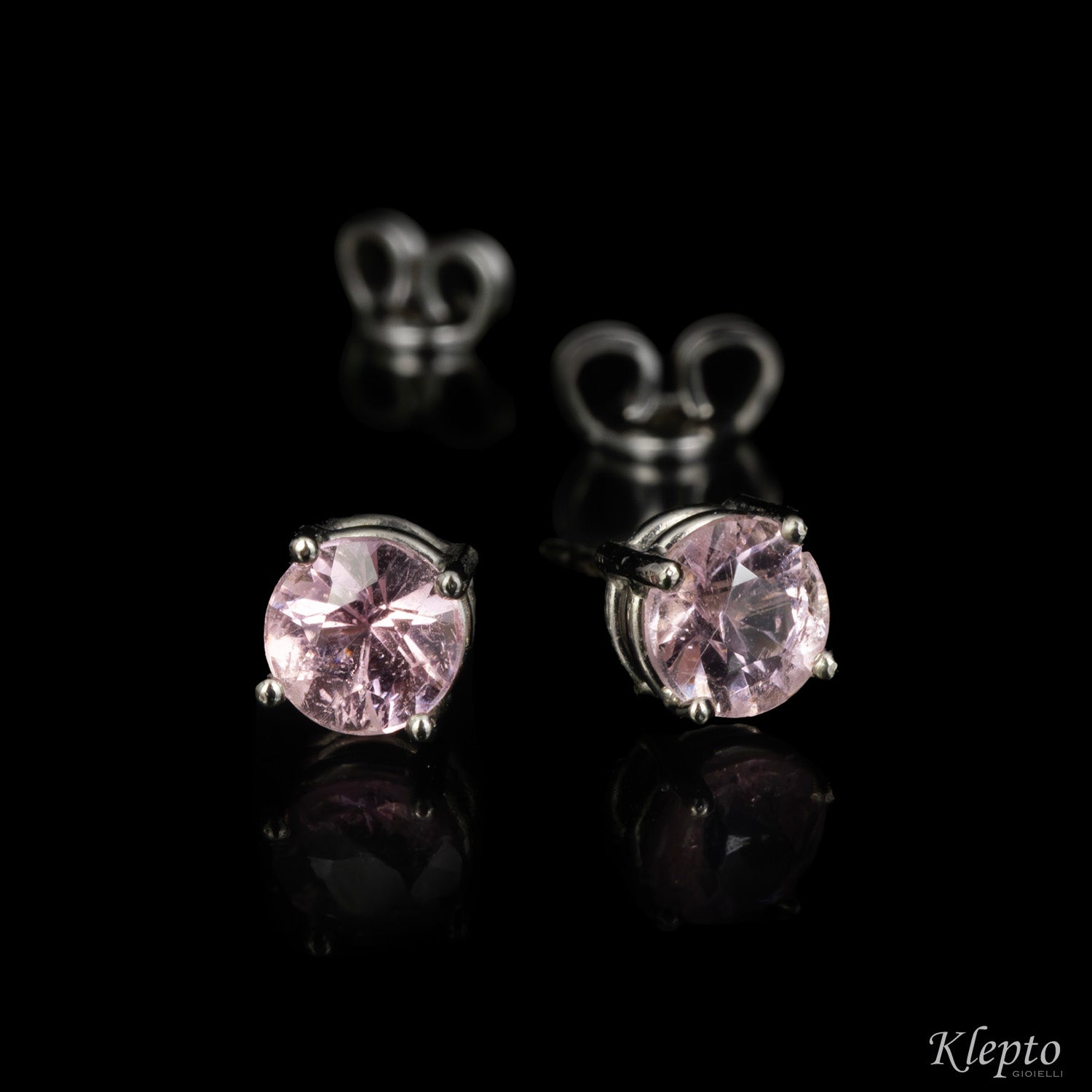 White gold earrings with pink tourmalines