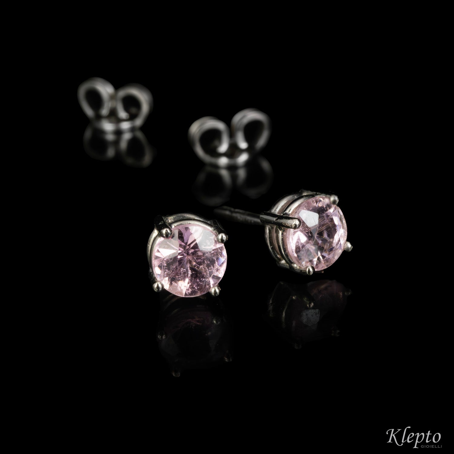 White gold earrings with pink tourmalines