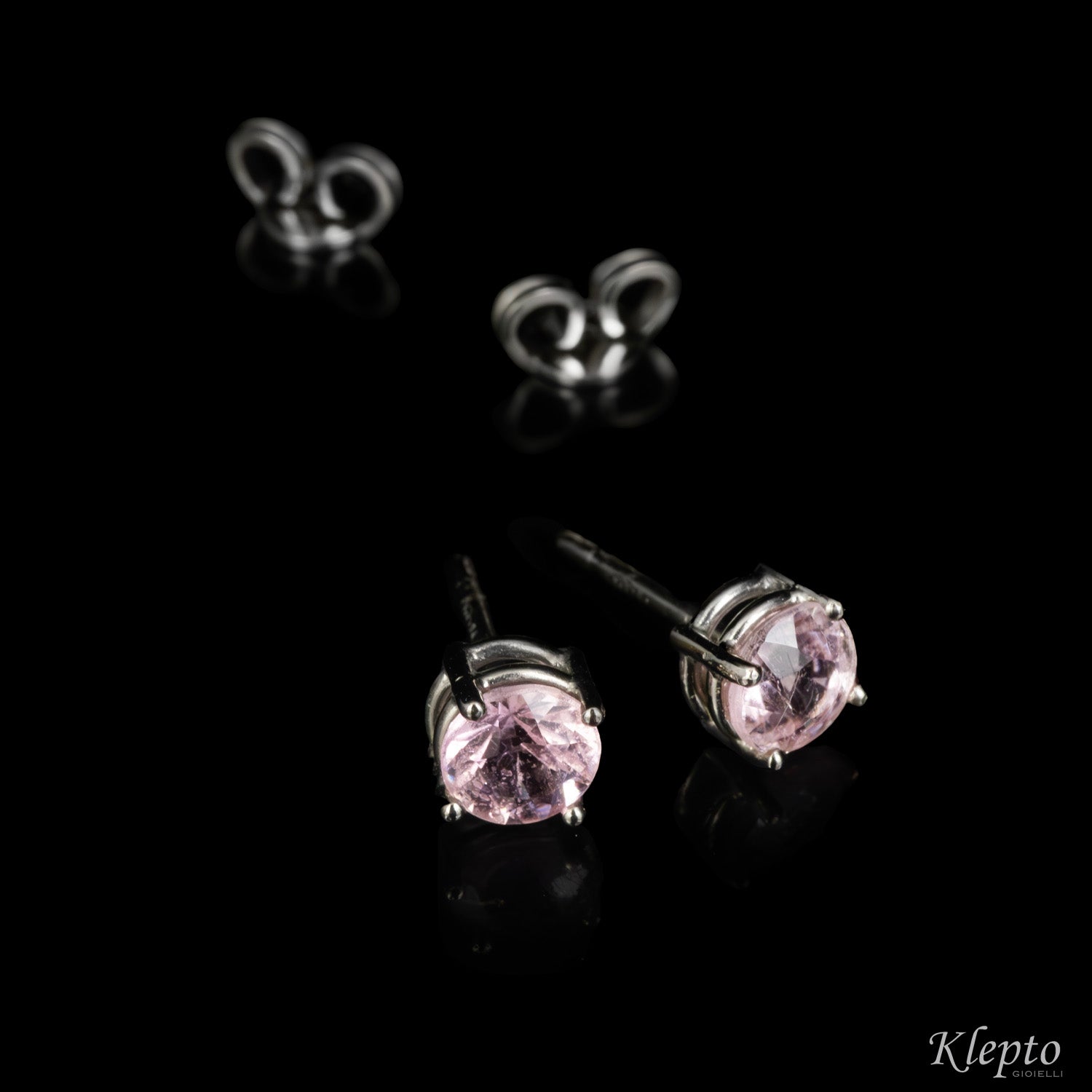 White gold earrings with pink tourmalines