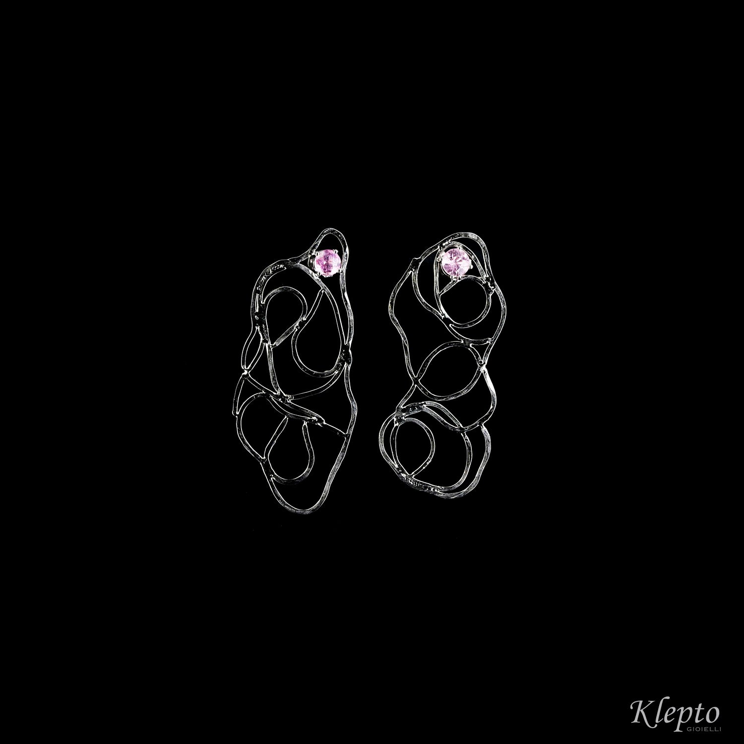 White gold earrings with pink tourmalines