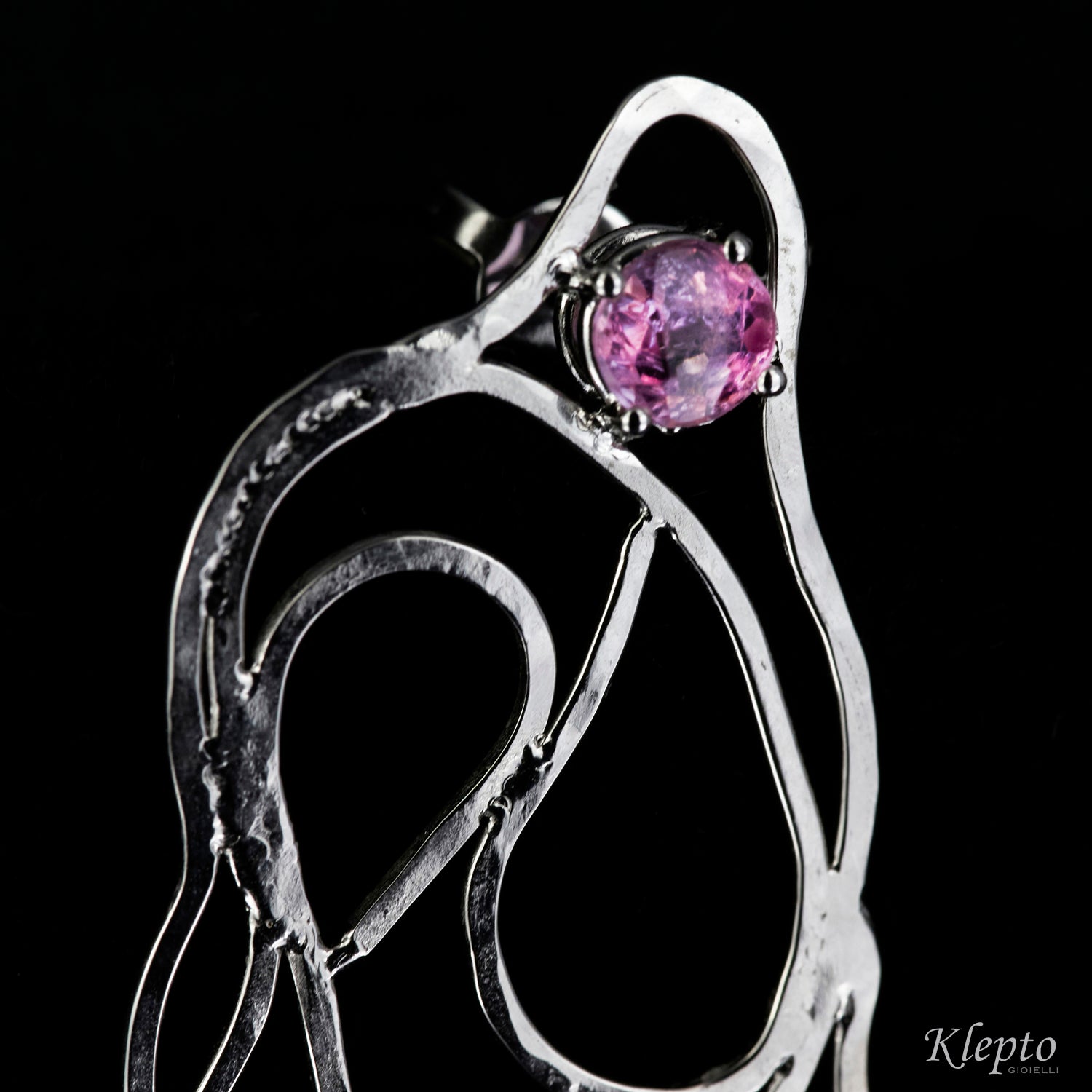 White gold earrings with pink tourmalines