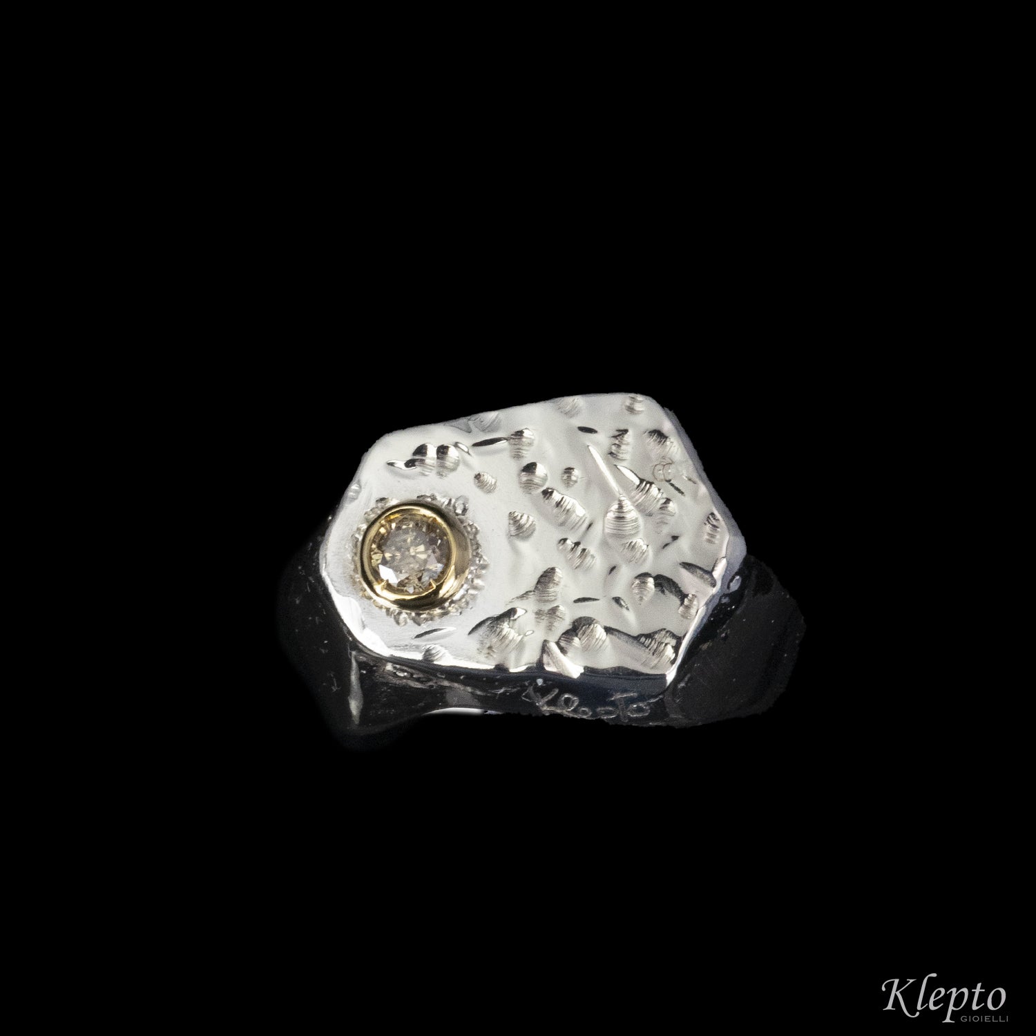 Ring in Silnova® silver, yellow gold and diamond