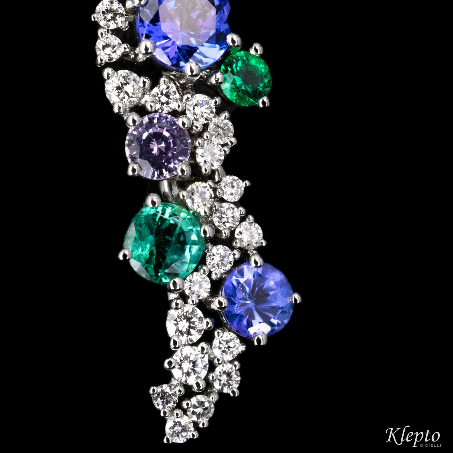 White gold pendant with Emerald, Tanzanite and Diamonds