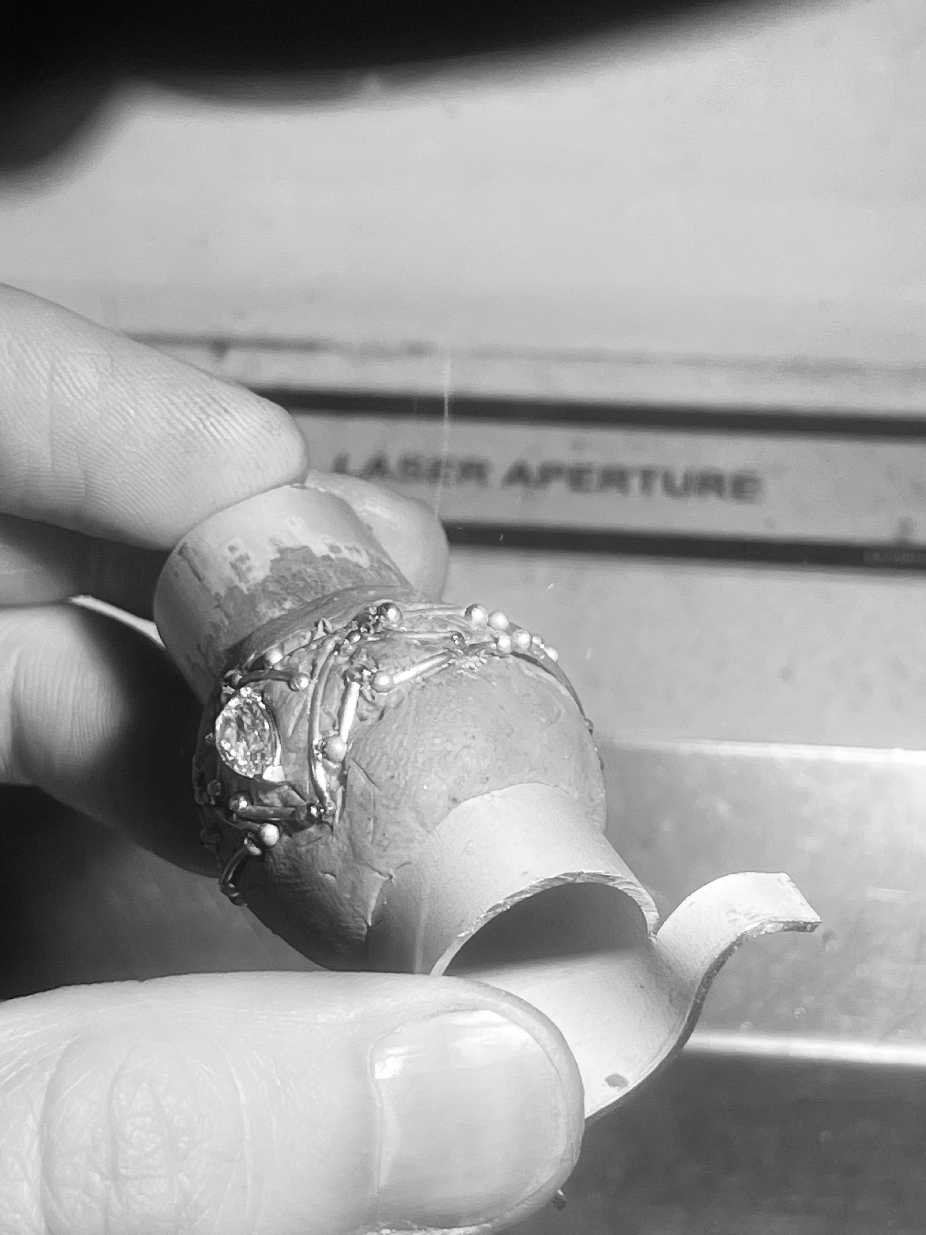 White gold solitaire with teardrop diamond