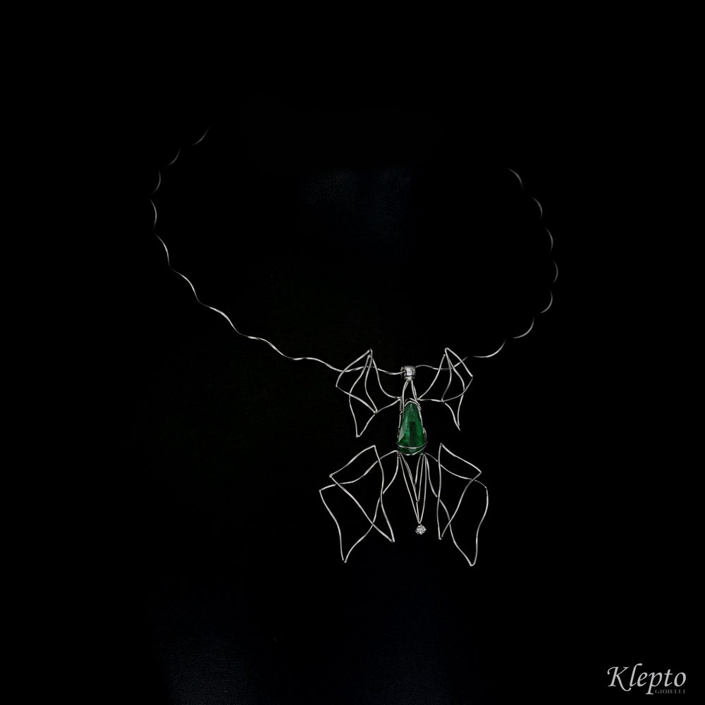 Collier in white gold with Emerald and Diamond