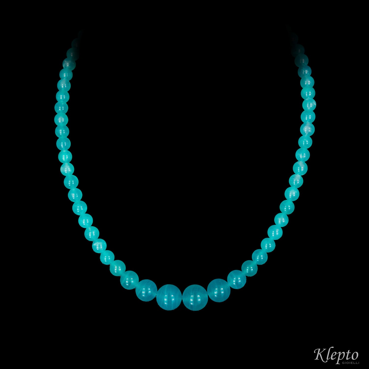 Yellow gold necklace with Amazonite