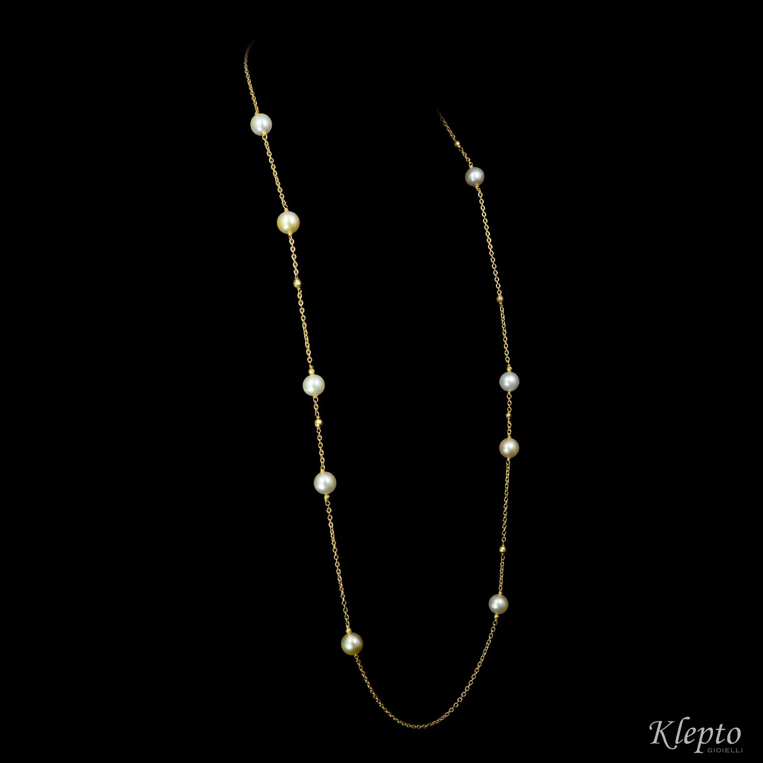 "Chanel" yellow gold necklace with Australian pearls